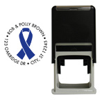 Blue Ribbon Awareness Round Stamp