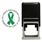 Green Ribbon Awareness Round Stamp
