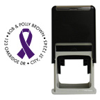 Purple Ribbon Awareness Round Stamp