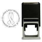 White Ribbon Awareness Round Stamp